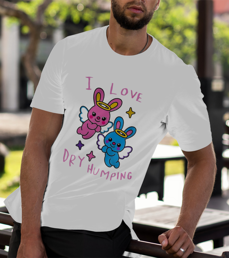 Angel Bunnies I Love Dry Humping Funny Cartoon Characters T-Shirt