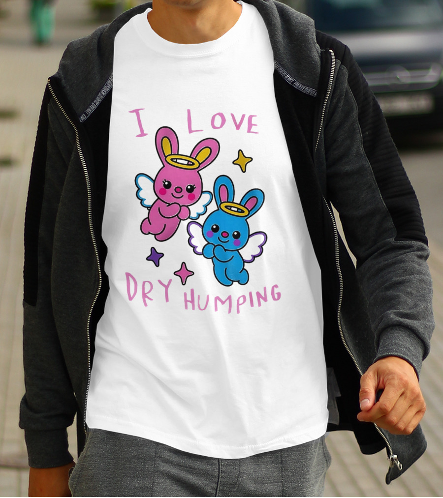 Angel Bunnies I Love Dry Humping Funny Cartoon Characters T-Shirt