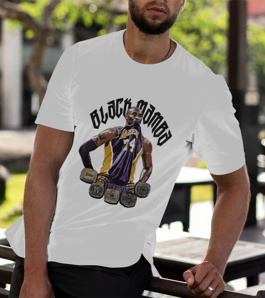 Black Mamba Kobe Bryant 24 Los Angeles Lakers NBA 5 Championship Rings T-Shirt
