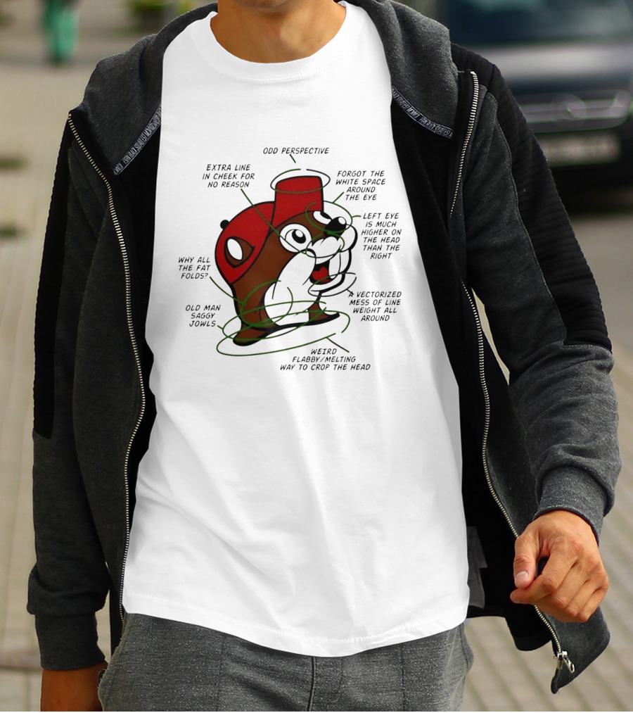 Buc Ee's Odd Perspective Extra Line Vectorized Mess Critique T-Shirt
