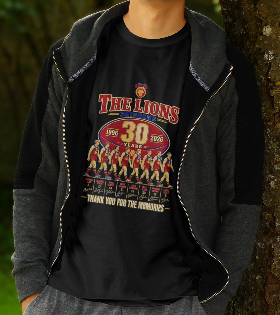 The Lions Brisbane 30 Years 1996 2026 Celebrating Legendary Players Thank You For The Memories T-Shirt