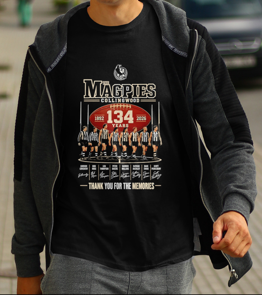 The Magpies Collingwood 1892 2026 134 Years Thank You For The Memories T-Shirt
