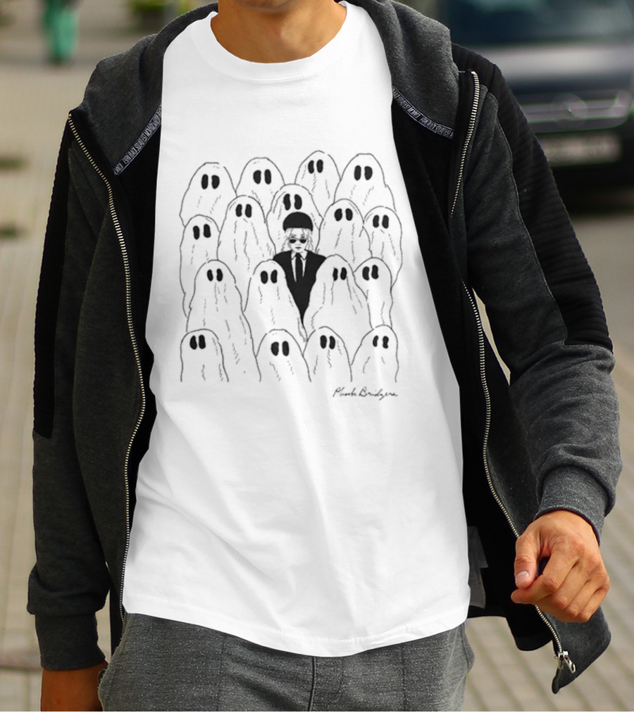 Phoebe Bridgers Ghost Pattern Sketch Black And White Ghosts T-Shirt