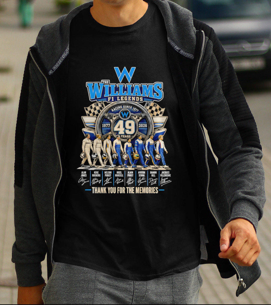 Williams F1 Legends Racing 49 Years 1977 2026 Thank You For The Memories T-Shirt