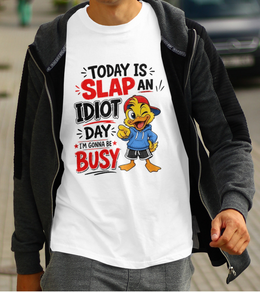 Today Is Slap An Idiot Day Duck I'm Gonna Be Busy T-Shirt