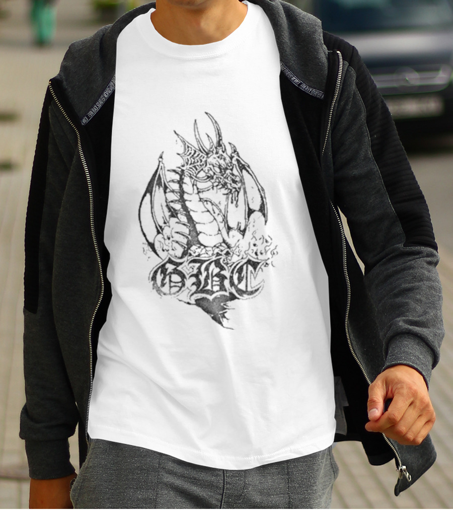 Goth Boi Clique Skull Dragon Artwork With Gothic Letters And Mythical Creature T-Shirt