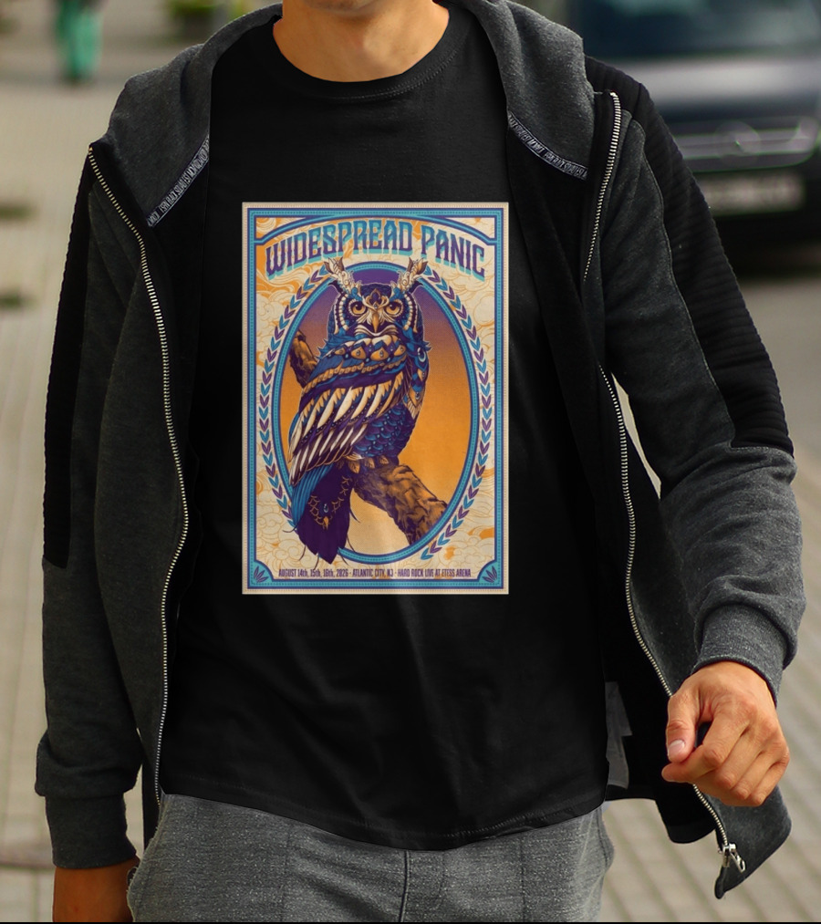 Widespread Panic Atlantic City August 14 16 2026 Hard Rock Live At Etess Arena Owl T-Shirt