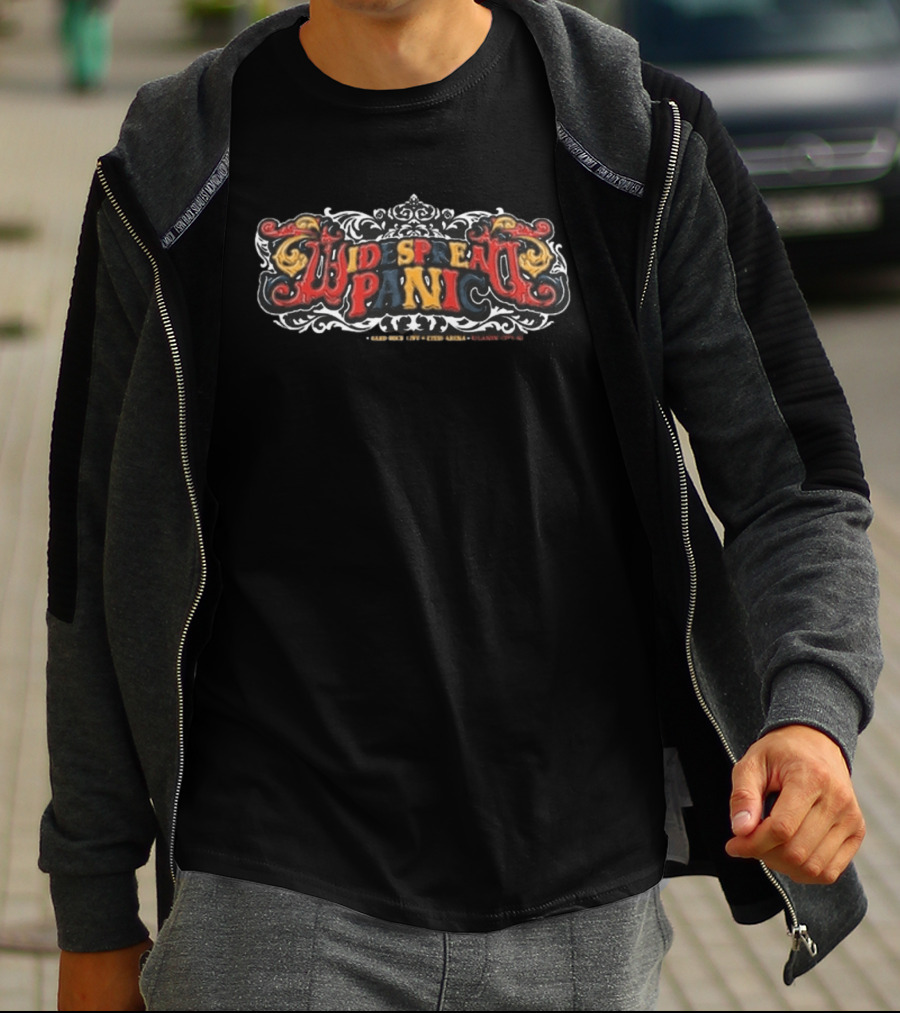 Widespread Panic Aug 14 16 2026 Atlantic City NJ Tour Dates Black And Red Ornate T-Shirt