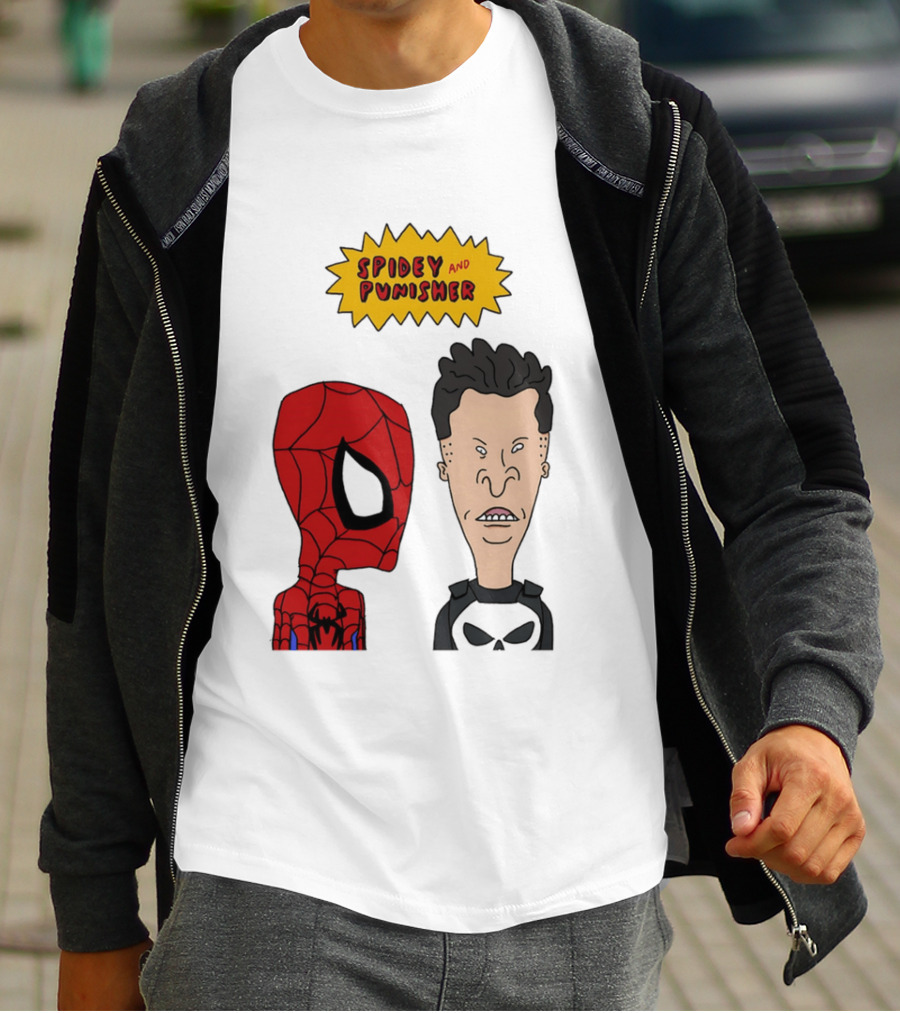 Beavis And Butt Head Spider Man Punisher Parody Marvel Mashup T-Shirt