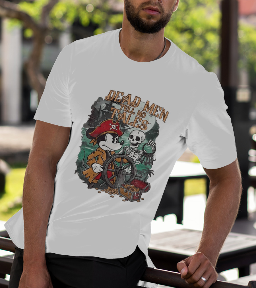 Mickey Mouse Pirate Skeleton Dead Men Tell No Tales Halloween Fantasy Adventure T-Shirt