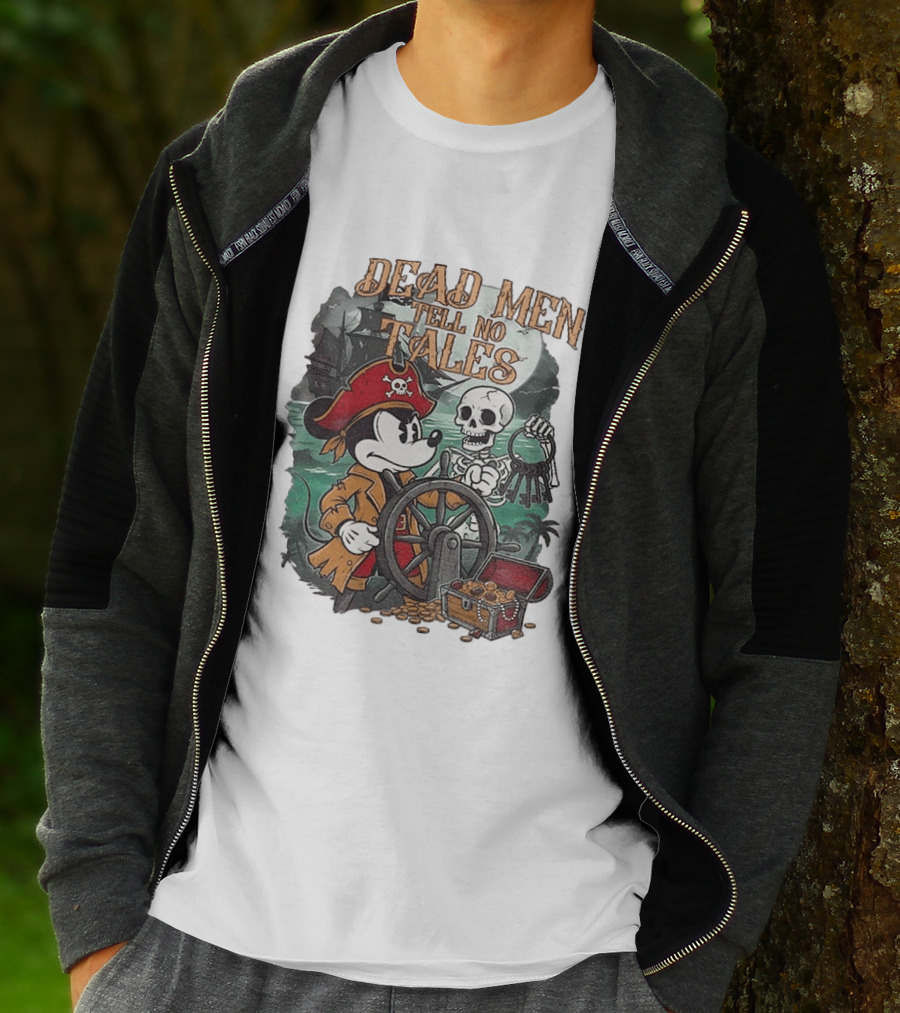 Mickey Mouse Pirate Skeleton Dead Men Tell No Tales Halloween Fantasy Adventure T-Shirt