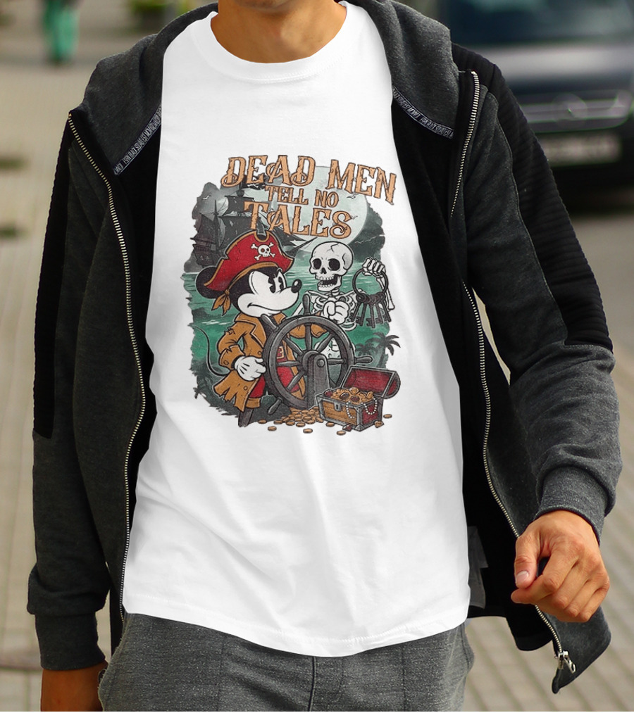 Mickey Mouse Pirate Skeleton Dead Men Tell No Tales Halloween Fantasy Adventure T-Shirt