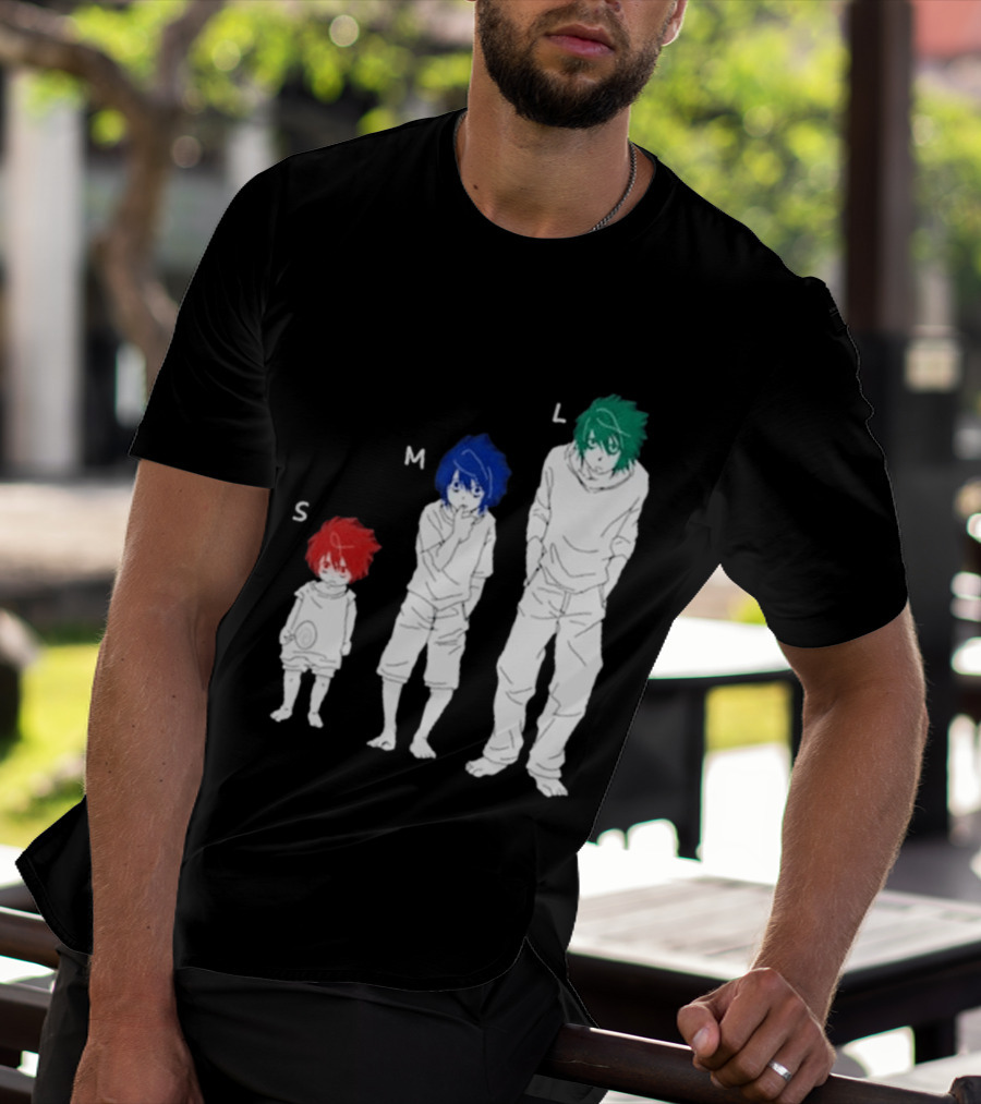 Anime Death Note L Character Evolution Sizes S M L T-Shirt