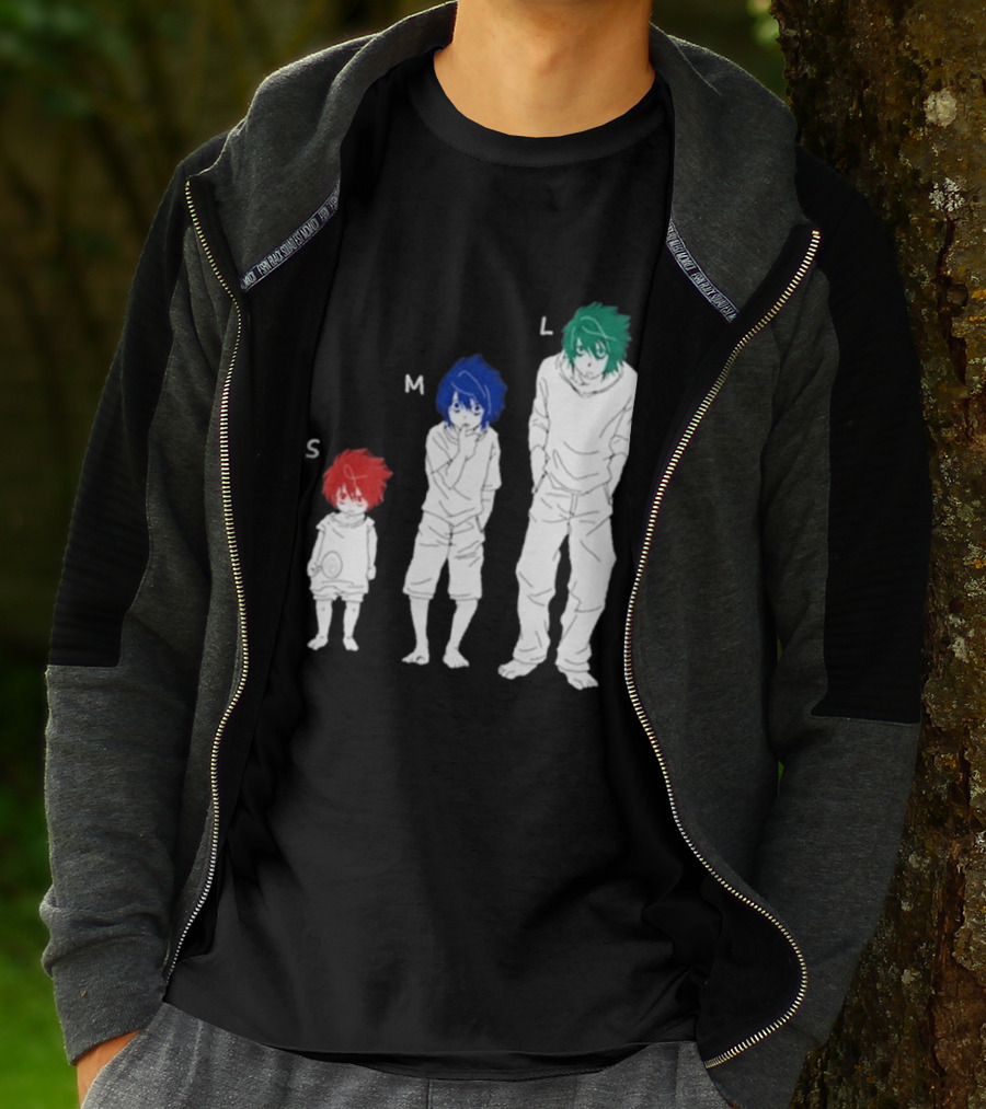 Anime Death Note L Character Evolution Sizes S M L T-Shirt