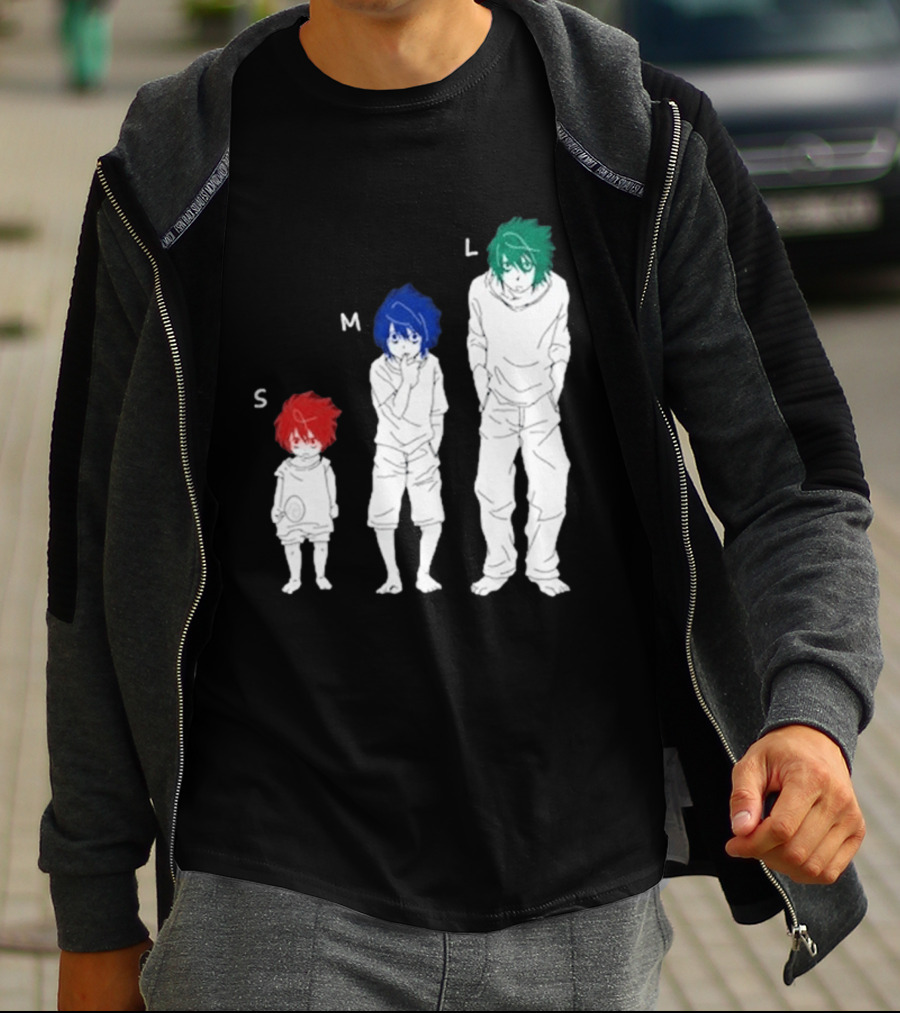Anime Death Note L Character Evolution Sizes S M L T-Shirt