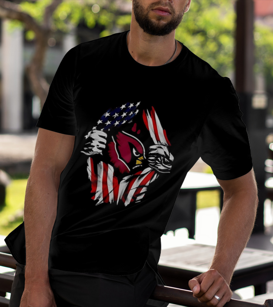 Arizona Cardinals American Flag Bald Eagle Skull Super Man T-Shirt