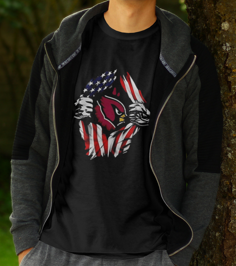 Arizona Cardinals American Flag Bald Eagle Skull Super Man T-Shirt
