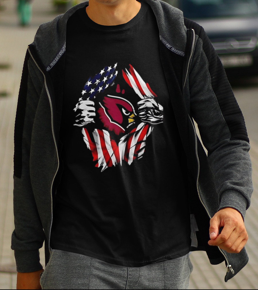 Arizona Cardinals American Flag Bald Eagle Skull Super Man T-Shirt
