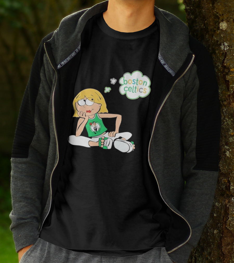 Boston Celtics NBA Cartoon Girl Sitting Thought Bubble T-Shirt