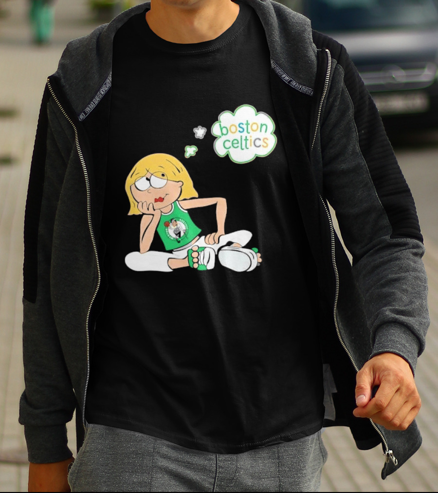 Boston Celtics NBA Cartoon Girl Sitting Thought Bubble T-Shirt
