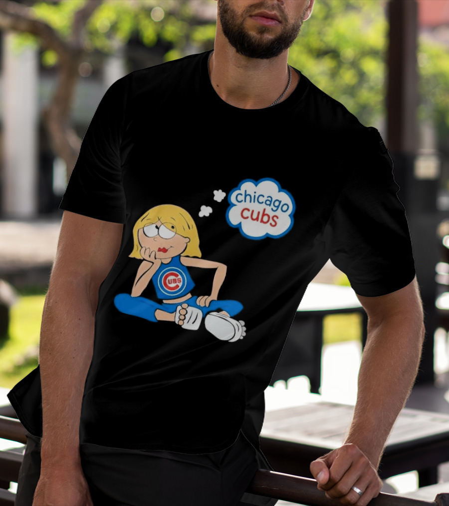 Chicago Cubs MLB Blonde Cartoon Girl Sitting Thought Bubble T-Shirt