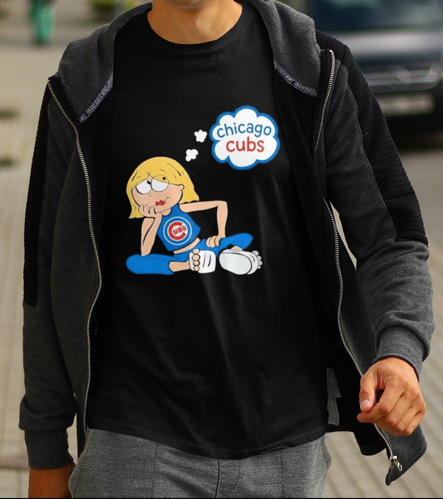 Chicago Cubs MLB Blonde Cartoon Girl Sitting Thought Bubble T-Shirt