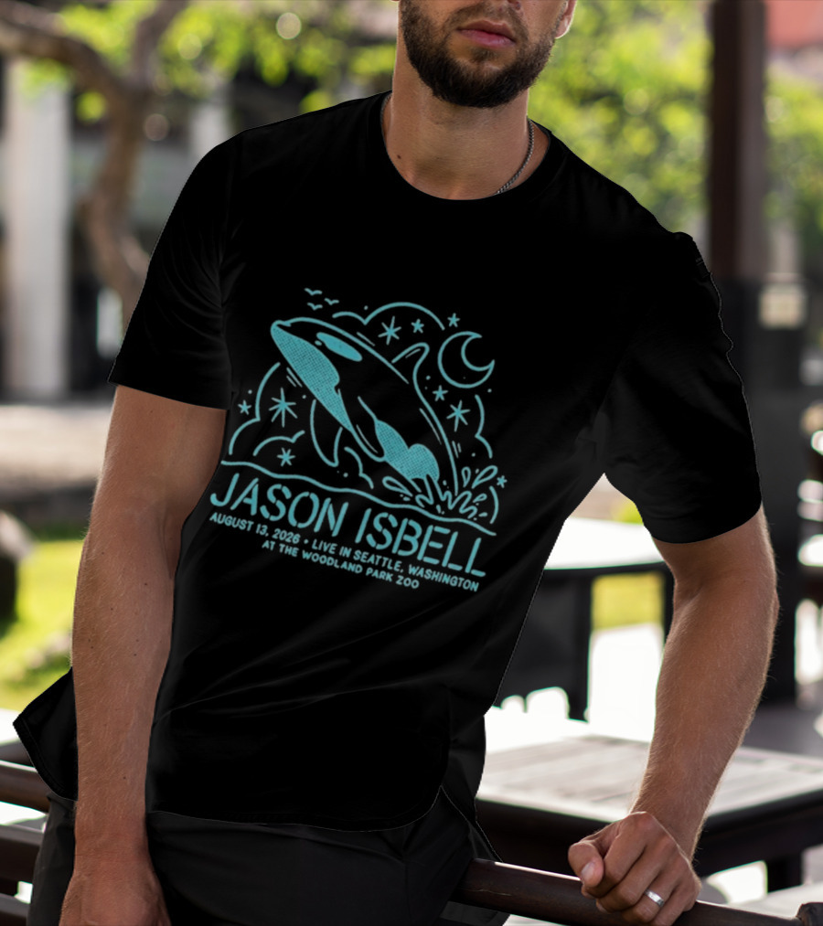 Jason Isbell Aug 13 2026 Seattle Woodland Park Zoo Whale Moon Stars T-Shirt