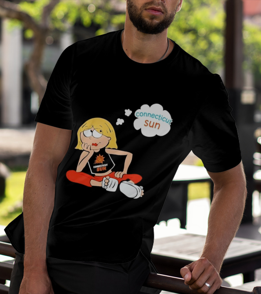 Connecticut Sun WNBA Cartoon Blonde Girl Thought Bubble T-Shirt