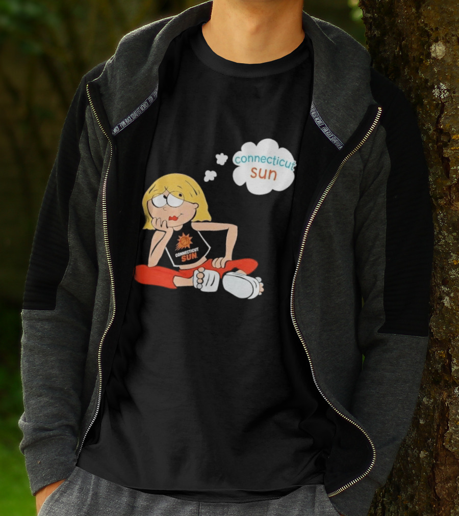 Connecticut Sun WNBA Cartoon Blonde Girl Thought Bubble T-Shirt