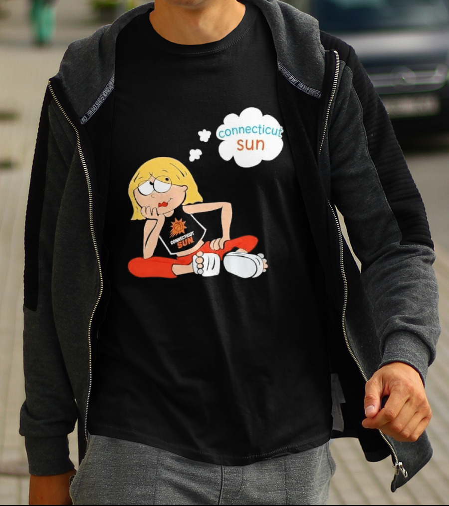 Connecticut Sun WNBA Cartoon Blonde Girl Thought Bubble T-Shirt