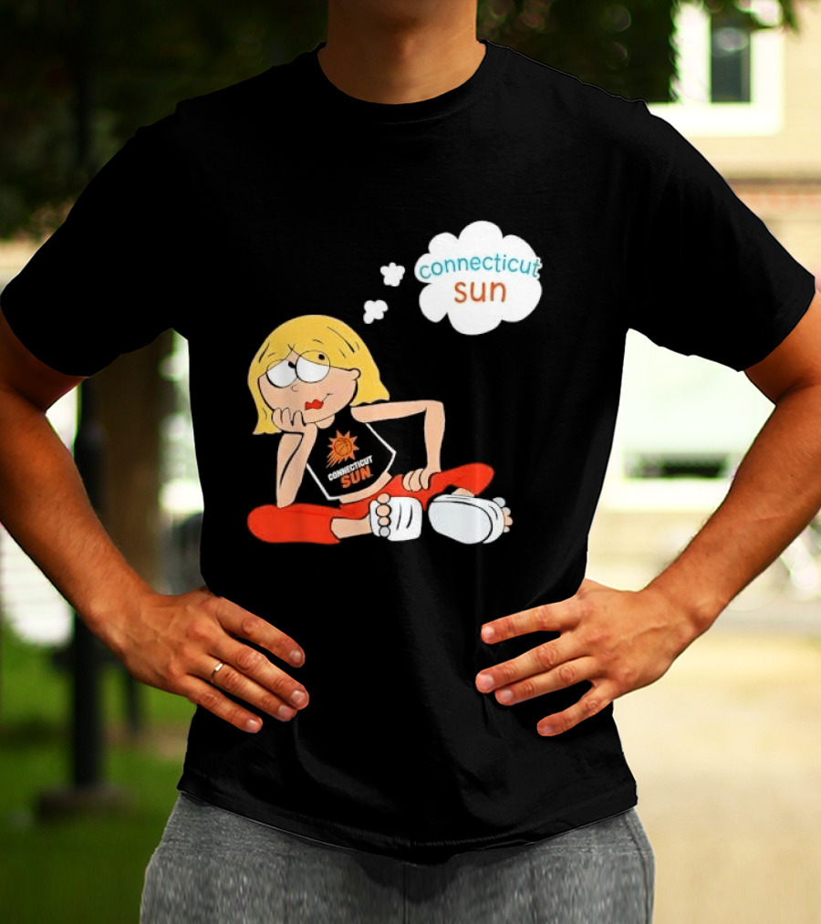 Connecticut Sun WNBA Cartoon Blonde Girl Thought Bubble T-Shirt