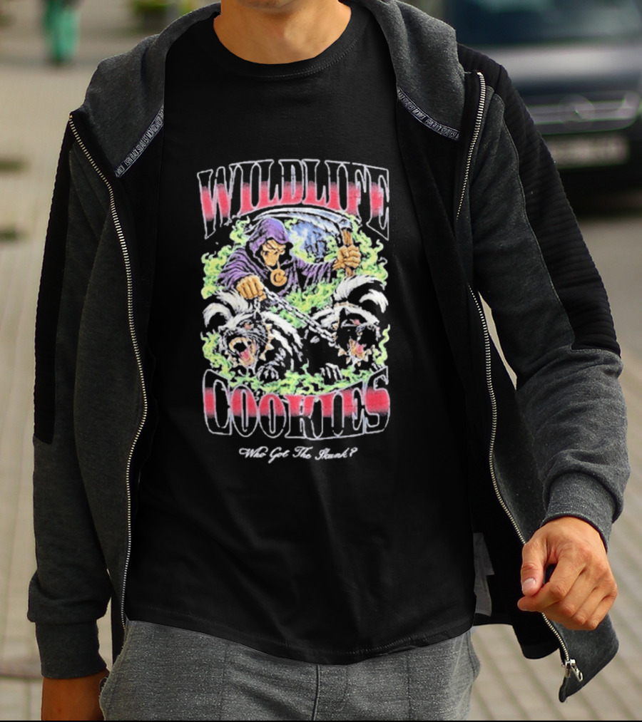 Wildlife Cookies Who Got The Skunk Character And Skulls T-Shirt