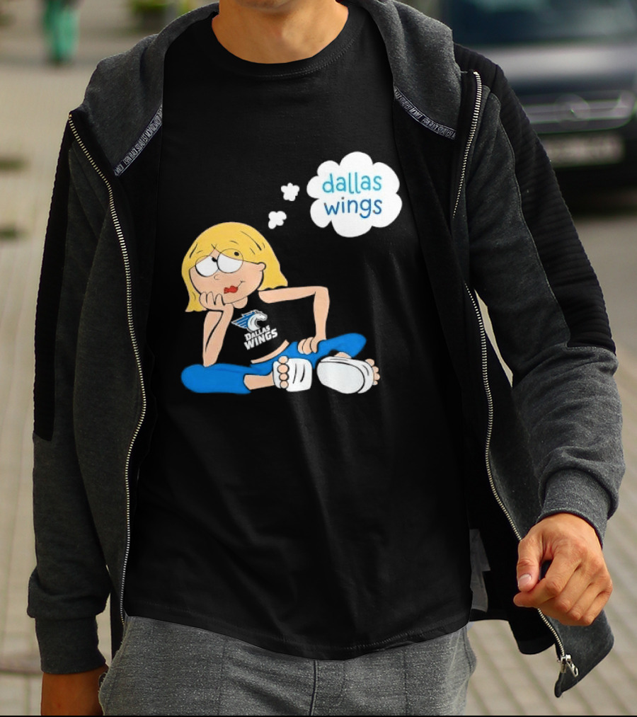 Dallas Wings WNBA Cartoon Blonde Girl Daydreaming Thought Bubble T-Shirt