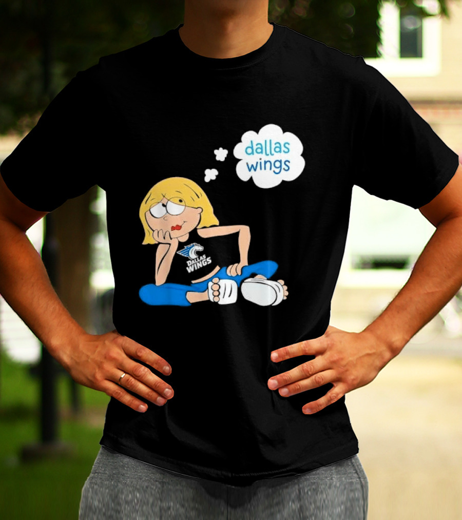 Dallas Wings WNBA Cartoon Blonde Girl Daydreaming Thought Bubble T-Shirt