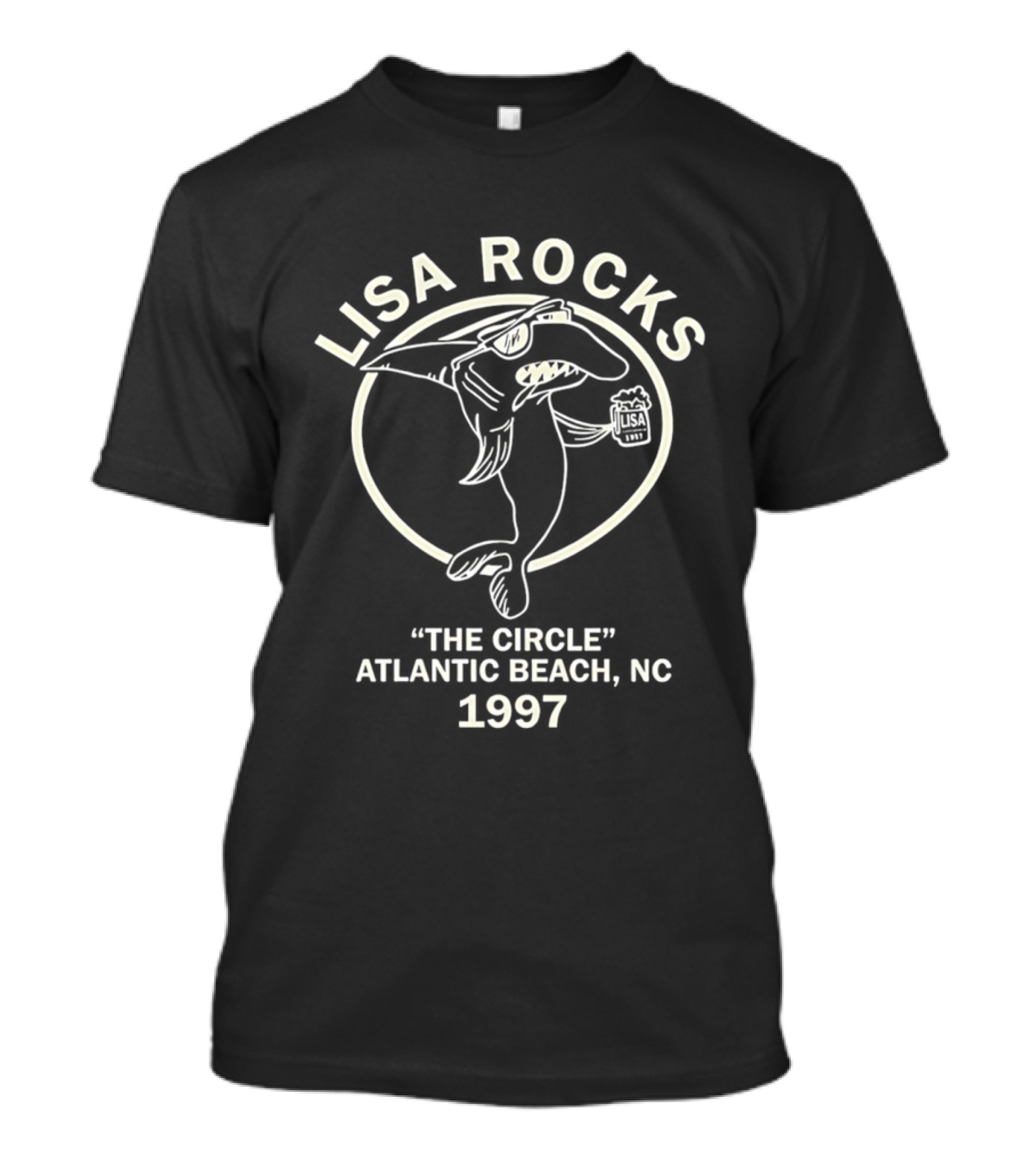Lisa Rocks The Circle Atlantic Beach NC 1997 Shark T-Shirt