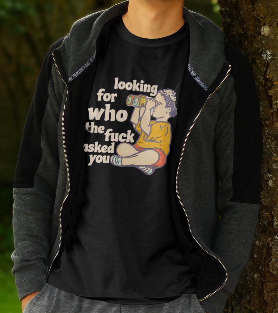 Looking For Who The Fuck Asked You Boy With Binoculars Yellow Red Shorts T-Shirt