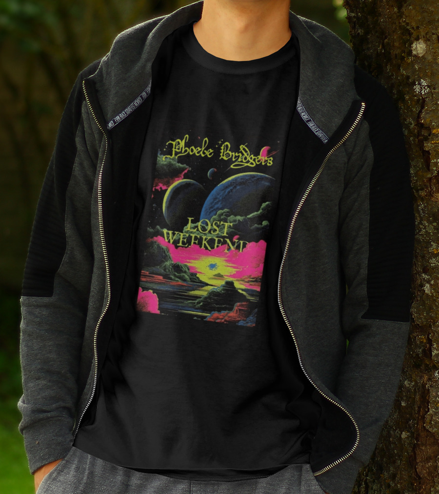 Phoebe Bridgers Lost Weekend 2026 Cosmic Event Planets Clouds Neon T-Shirt