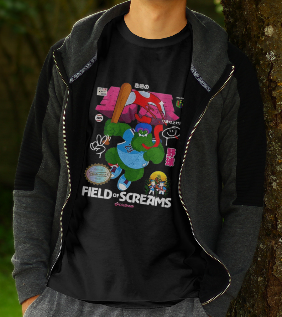 MLB 2026 Phillies Vs Twins Field Of Screams Featuring Konami Nintendo Baseball T-Shirt