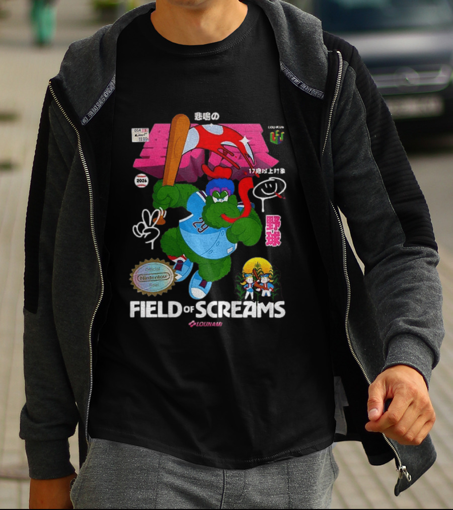 MLB 2026 Phillies Vs Twins Field Of Screams Featuring Konami Nintendo Baseball T-Shirt