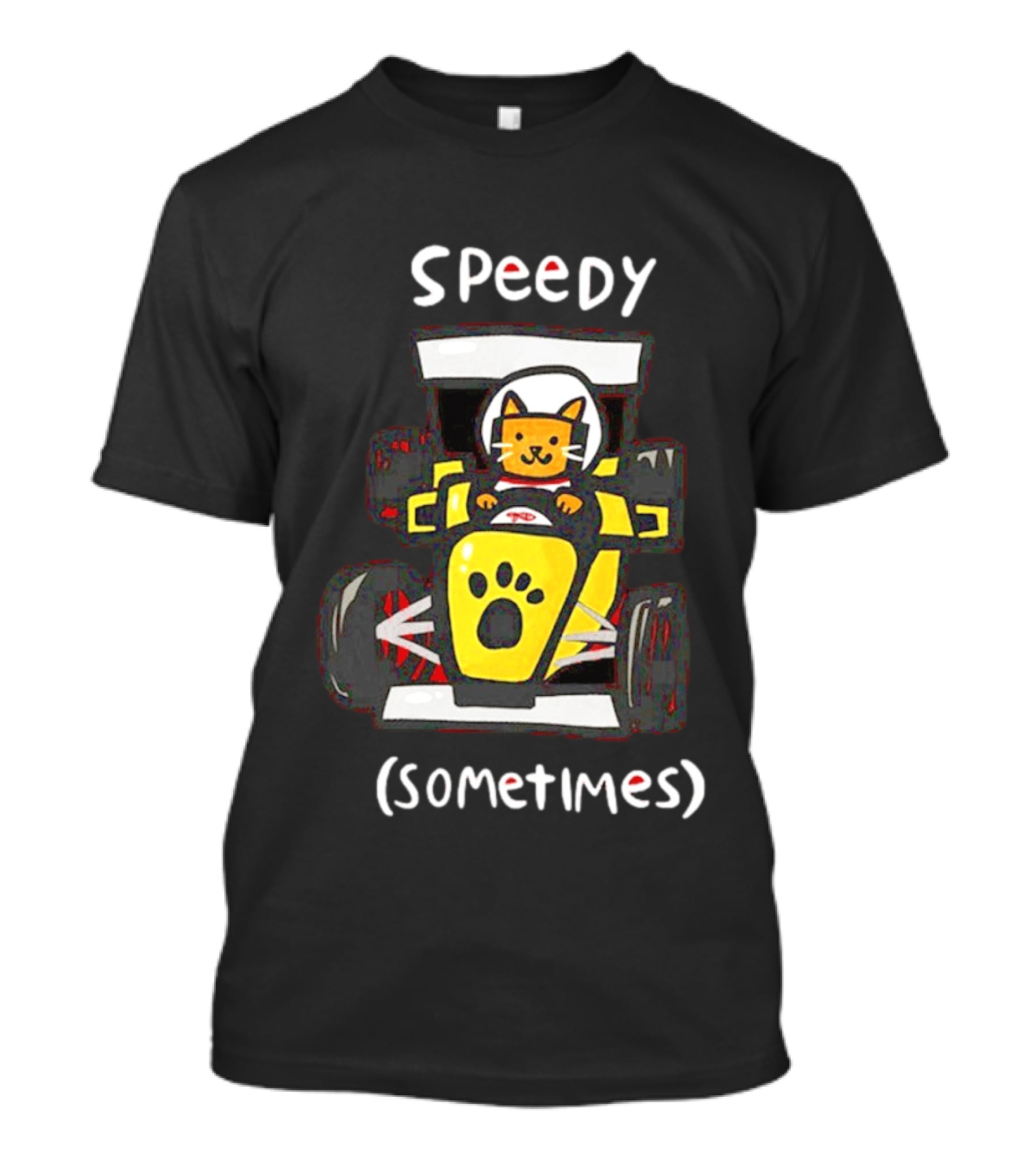 Speedy Sometimes Cat Racecar Paw Print Racing T-Shirt