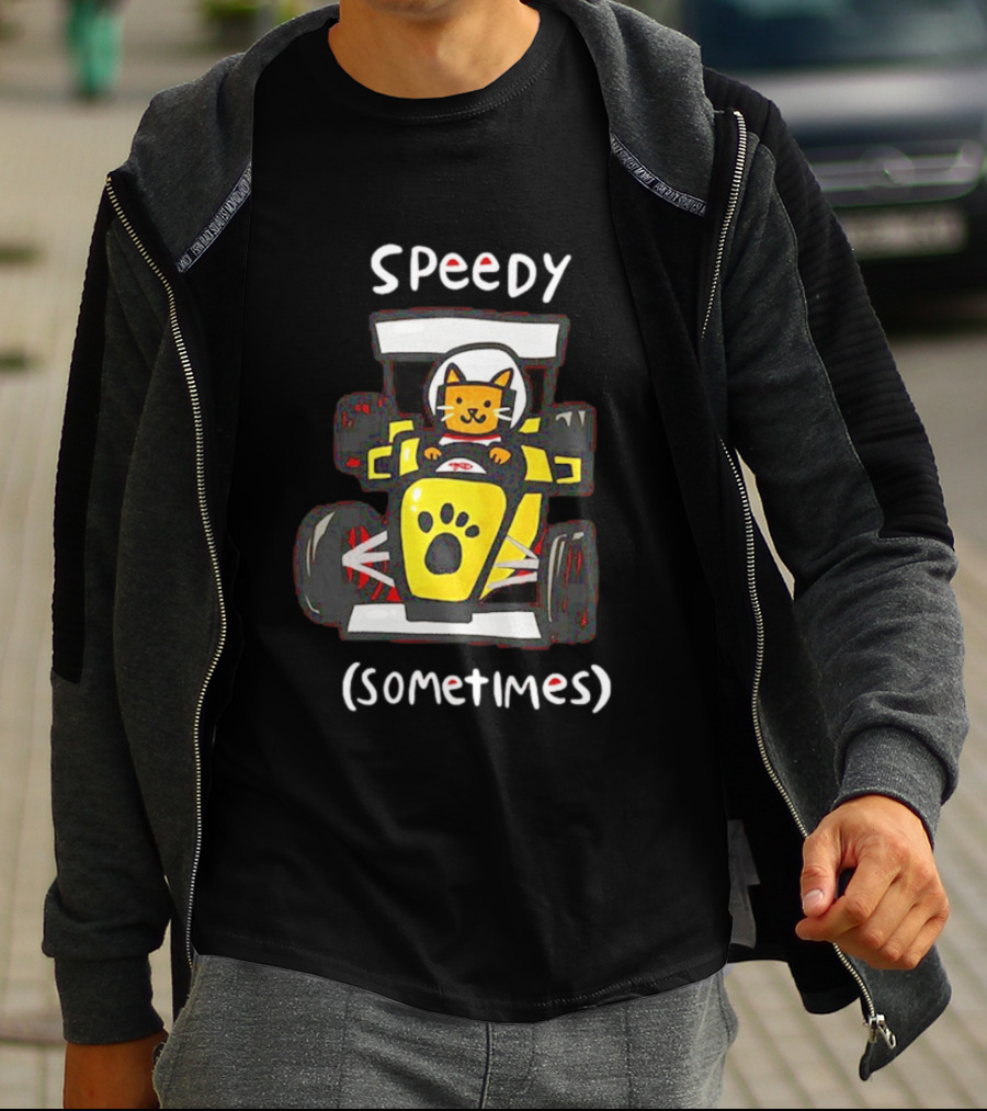 Speedy Sometimes Cat Racecar Paw Print Racing T-Shirt