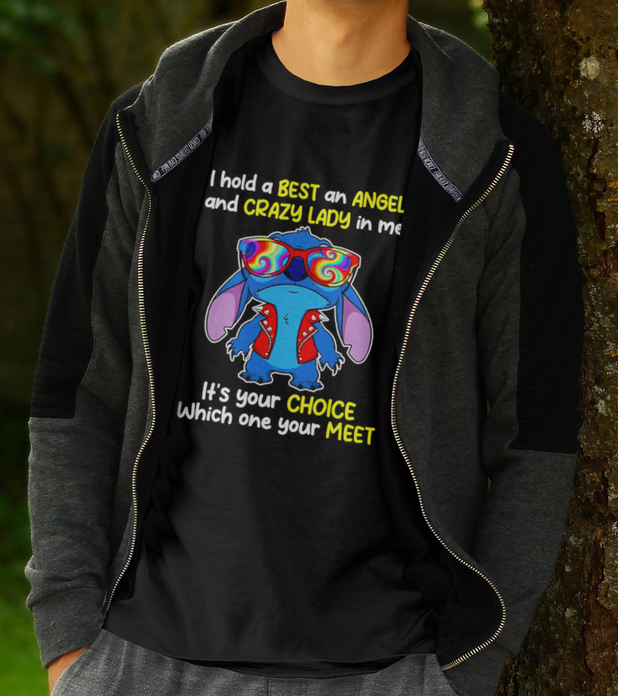 Stitch Disney Best Angel Crazy Lady Choice Meet T-Shirt