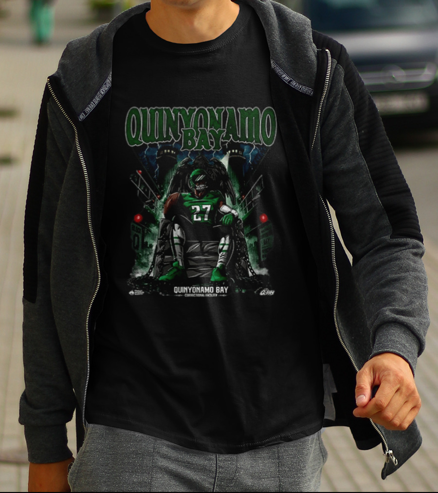 Quinyonamo Bay Philadelphia Eagles 27 Football Player Correctional Facility Mockup T-Shirt