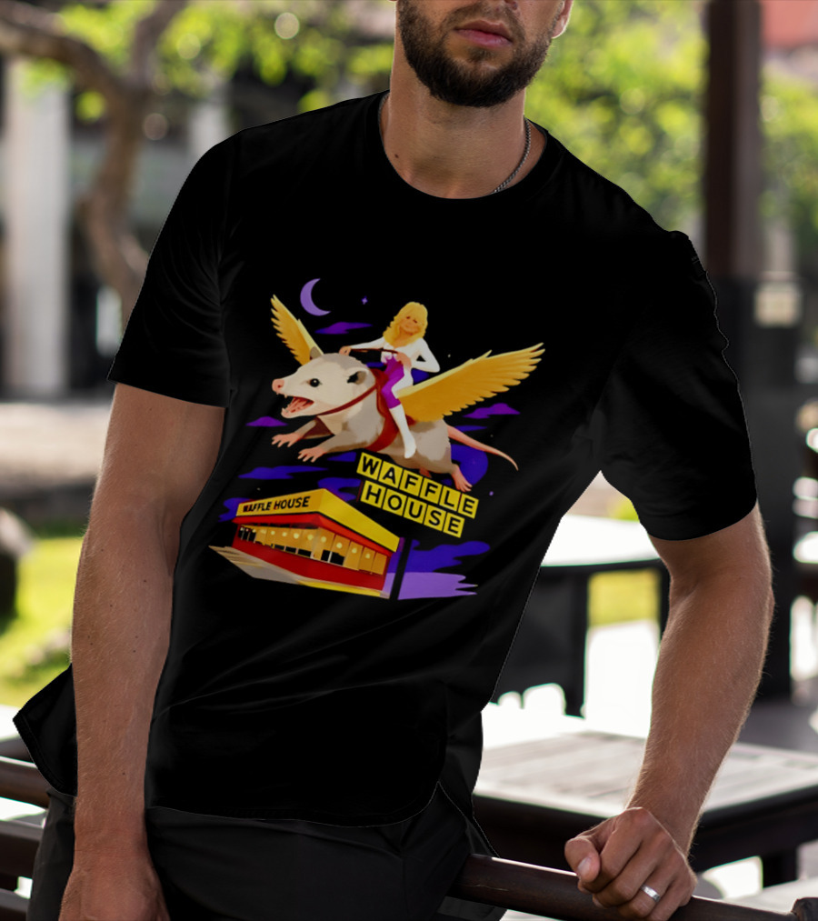 Waffle House Dolly Parton Flying Opossum Adventure T-Shirt