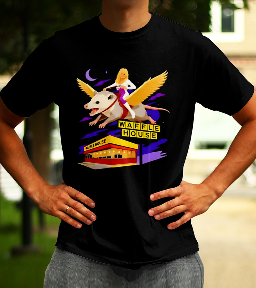 Waffle House Dolly Parton Flying Opossum Adventure T-Shirt