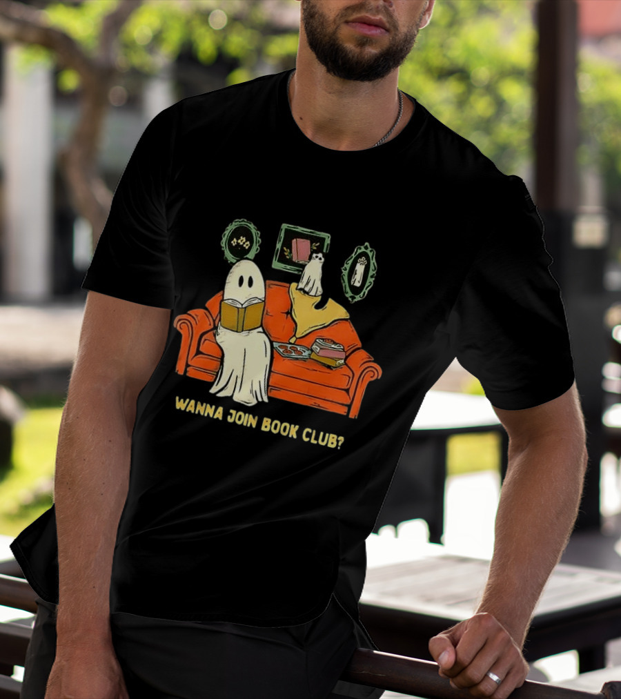 Wanna Join Book Club Ghost Cat Spooky Halloween Cookies T-Shirt