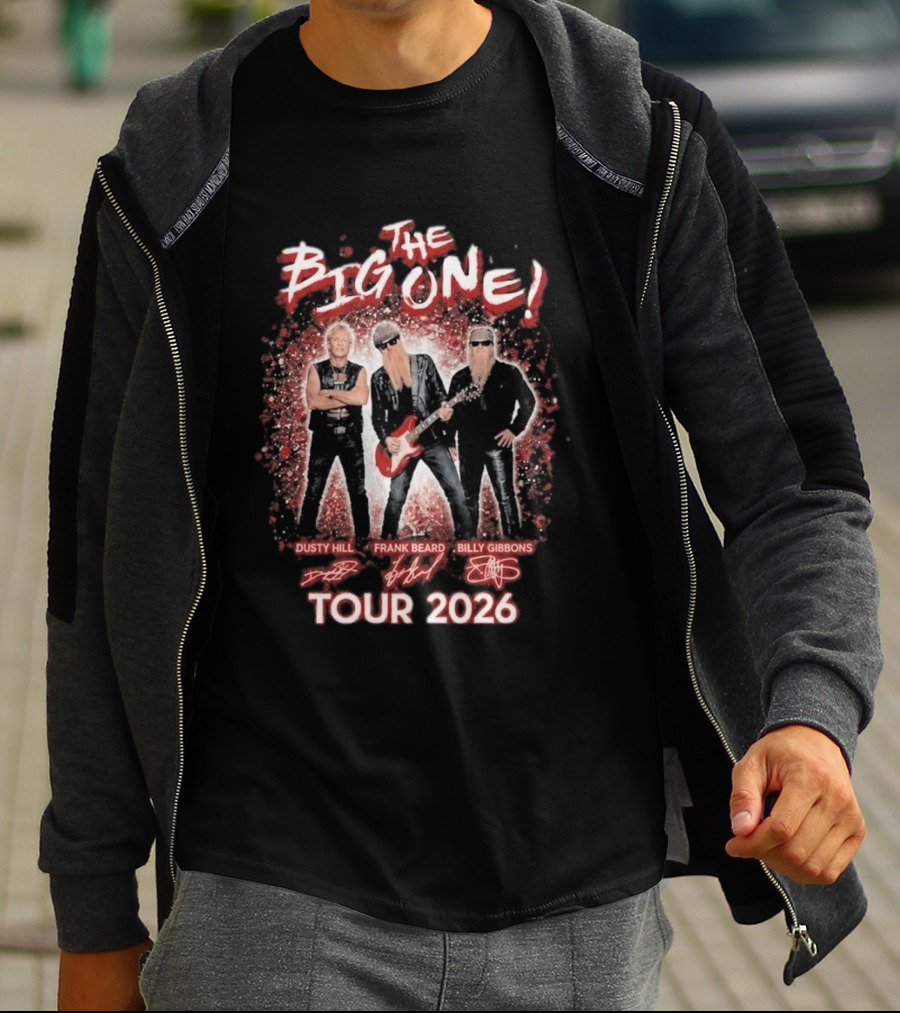 ZZ Top The Big One Tour 2026 Dusty Hill Frank Beard Billy Gibbons Signatures T-Shirt