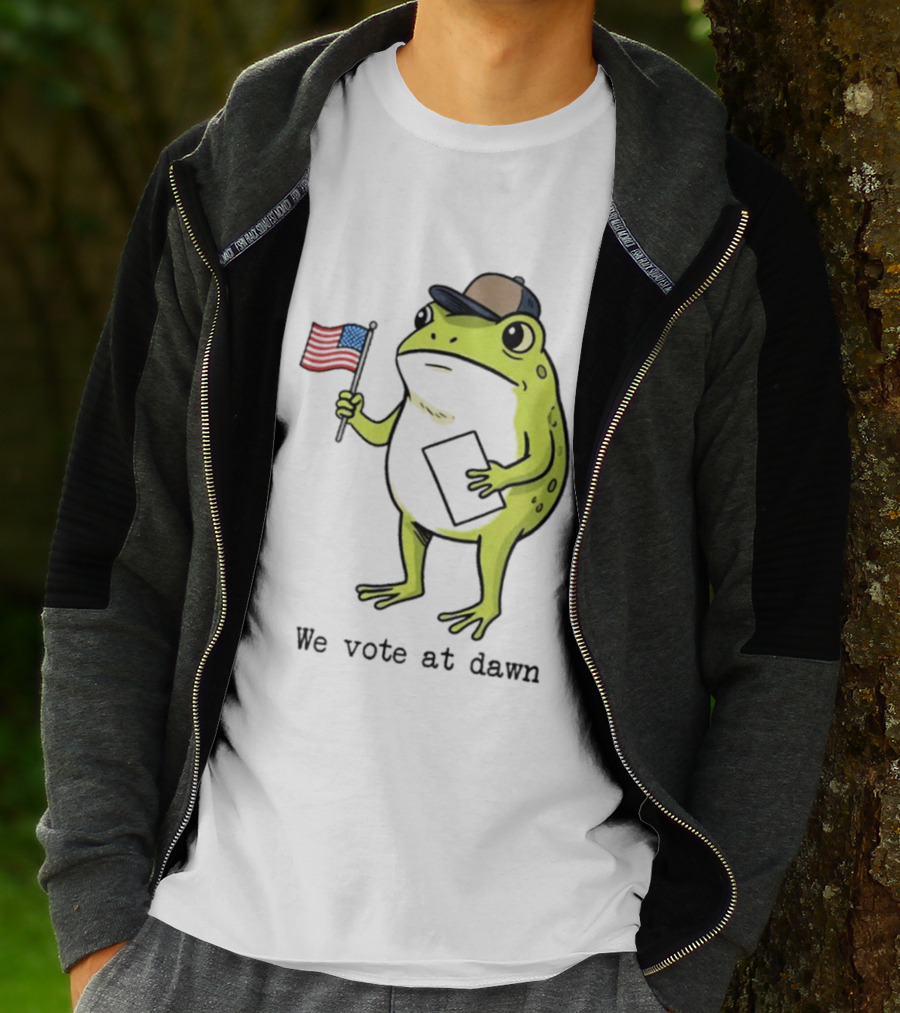 American Frog With Flag We Vote At Dawn T-Shirt