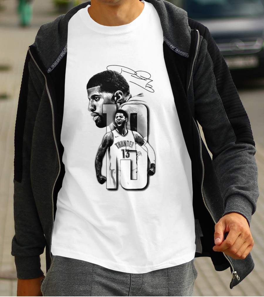 Paul George Oklahoma City Thunder Basketball Player Sketch T-Shirt