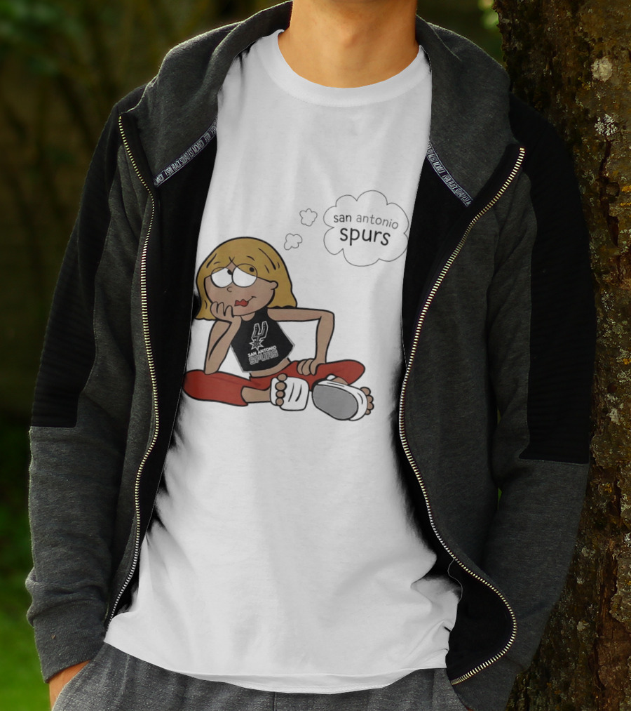 San Antonio Spurs Cartoon Blonde Girl Thought Bubble Daydreaming T-Shirt